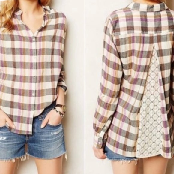 Anthropologie Tops - 2/$30 Anthropologie Isabella Sinclair Plaid Button Down Shirt XS